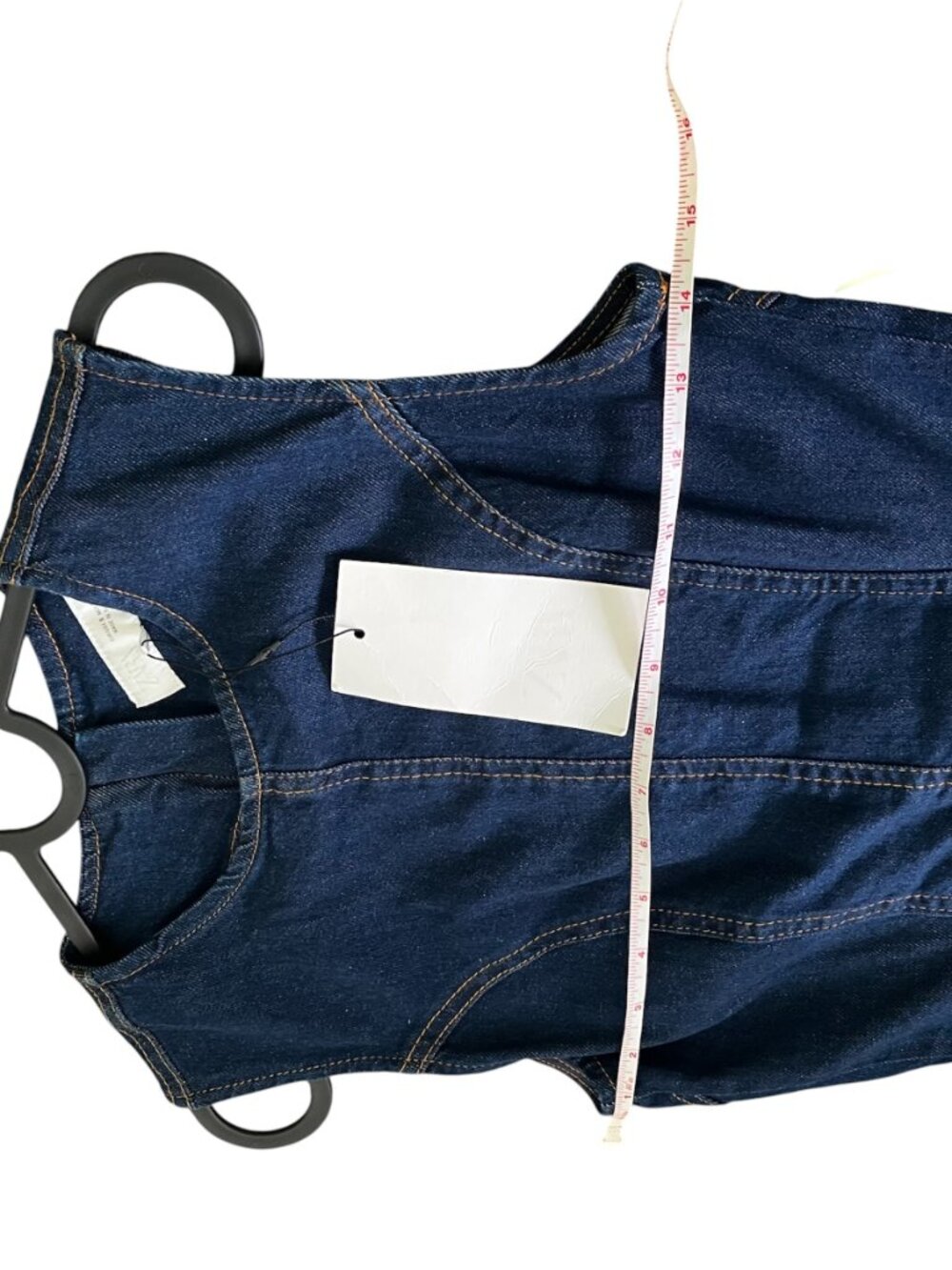 Zara Z1975 Denim Midi Dress Sleeveless A-Line Blue Small Back Zip Summer NWT - Picture 8 of 9